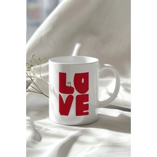 Mio Life Love Temalı 330ML Baskılı Beyaz Seramik Kupa Bardak