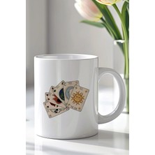 Mio Life Tarot Kartları Tasarımlı 330ML Baskılı Beyaz Seramik Kupa Bardak