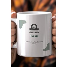Mio Life Terazi Burcu Temalı 330ML Baskılı Beyaz Seramik Kupa Bardak