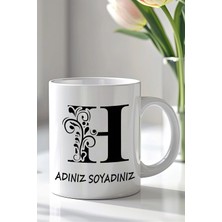 Mio Life Kişiselleştirilebilir H Harfi Tasarımlı 330ML Baskılı Beyaz Seramik Kupa Bardak