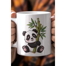 Mio Life Sevimli Panda Desenli 330ML Baskılı Beyaz Seramik Kupa Bardak