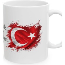 Mio Life Türk Bayraklı Porselen Kupa Bardak Anlamlı Sözlü Hediye Özel Tasarım Kalıcı Baskı