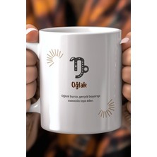 Mio Life Oğlak Burcu Temalı 330ML Baskılı Beyaz Seramik Kupa Bardak