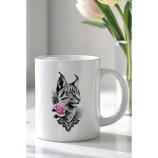 Mio Life Kedi Figürlü 330ML Baskılı Beyaz Seramik Kupa Bardak