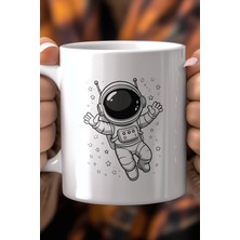 Mio Life Astronot Uzay Temalı 330ML Baskılı Beyaz Seramik Kupa Bardak