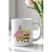 Mio Life Süngerbob ve Patrick Tasarımlı 330ML Baskılı Beyaz Seramik Kupa Bardak