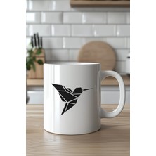 Mio Life Minimal Origami Kuş Tasarımlı 330ML Baskılı Beyaz Seramik Kupa Bardak