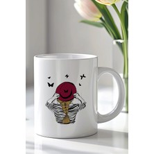 Mio Life Şapkalı Kız Desenli 330ML Baskılı Beyaz Seramik Kupa Bardak