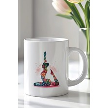 Mio Life Yoga ve Meditasyon Temalı Sanatsal 330ML Baskılı Beyaz Seramik Kupa Bardak