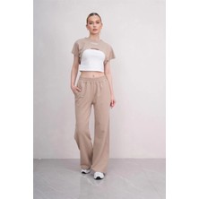 Ponçik Kadın Crop Eşofman Takımı 3lü Takım Spor Comfort 25074