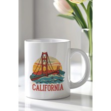 Mio Life Abd California Temalı 330ML Baskılı Beyaz Seramik Kupa Bardak