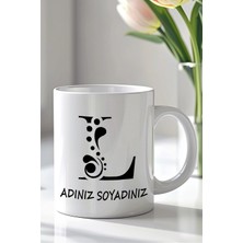 Mio Life Kişiselleştirilebilir L Harfi Tasarımlı 330ML Baskılı Beyaz Seramik Kupa Bardak
