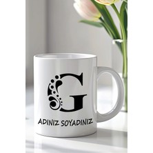 Mio Life Kişiselleştirilebilir G Harfi Tasarımlı 330ML Baskılı Beyaz Seramik Kupa Bardak