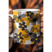 Mio Life Çiçek Desenli 330ML Baskılı Beyaz Seramik Kupa Bardak