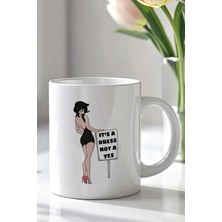 Mio Life Feminist Mesajlı Kadın Figürlü 330ML Baskılı Beyaz Seramik Kupa Bardak