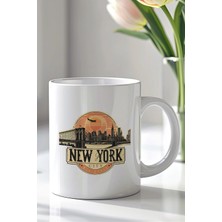 Mio Life Abd Newyork Temalı 330ML Baskılı Beyaz Seramik Kupa Bardak