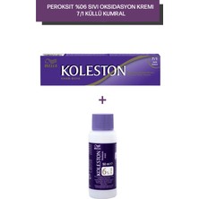 Wella Koleston Peroksit 06% Sıvı Oksidasyon Kremi+Koleston Single Tüp Saç Boyası 7/1 Küllü Kumral