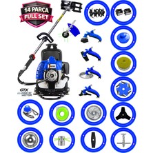 Prowackers German Wtx-1600 F12 Motor 14 Parça Full Set Benzinli Sırt Tipi Tırpan Ot Çalı Çim Biçme Yüksek Performans