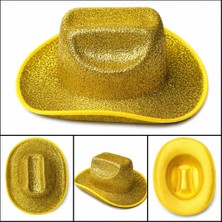 Varyant Store  Parlak Altın Gold Kovboy Şapka Kadın Erkek Parti Disco Festival Şapkası