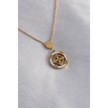 Avensyy 316L Çelik Gold Renk Çiçek Figür Kadın Kolye