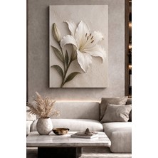 Othello Art Beyaz Zambak Çiçeği Kanvas Tablo – Modern Minimalist Salon Duvar Tablosu – Dekoratif Çiçek Tablosu