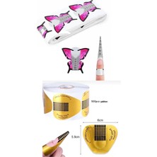 ERHCE Protez Tırnak Poly Jel Tırnak Uzatma Şablonu KELEBEK 50 Nail Art
