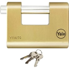 İsonem Yale 70 mm Oval Kayar Pimli Milli Prinç Sarı Asma Kilit