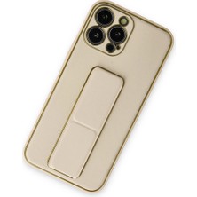 Eco Port Apple Iphone 13 Pro Kılıf Coco Deri Standlı Kapak - Gold