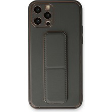 Eco Port Apple Iphone 12 Pro Kılıf Coco Deri Standlı Kapak - Füme