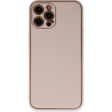 Eco Port Apple Iphone 12 Pro Max Kılıf Coco Deri Silikon Kapak - Pudra