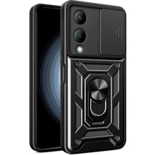 Pileli Store Mey Ithalat®  Vivo Y17S Kılıf Pars Lens Yüzüklü Silikon - Siyah