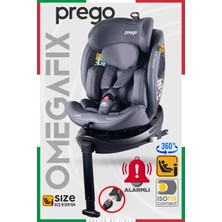 Prego Omegafix Alarmlı 360 Derece Dönebilen -0-36 kg -I-Size Belgeli - Destek Ayaklı Oto Koltuğu