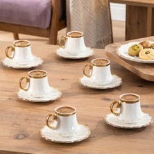 Porsima Perotti 1301040075 Cihangir 6 Kişilik Porselen Altın Yaldızlı Fincan Seti 12 Parça Türk Kahvesi Fincanı TAKIMI-90ML