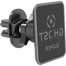 Ghost Superpls Araç Telefon Turucu Siyah, 6 Ultra Güçlü Mıknatıs, Akıllı Telefonunuzun Cihaz Üzerinde En Iyi Tutuşunu Sağlar,2 Adet Metal Plaka Dahildir, 6 mm Derinliği ve Şık Tasarım