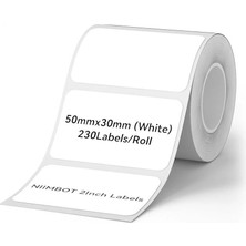 Niimbot T50X30MM 230 Adet Beyaz Etiket B1 B21S B3S Uyumlu Güçlü Yapışkanlık