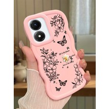 Ucuc Vivo Y02S Uyumlu Pembe Silikon Kılıf Kamera Korumalı Darbe Emici Tasarım Şık Baskı Kılıf
