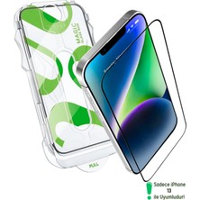 Evax [e-Pro] iPhone 13 Uyumlu Kolay Kurulum Aparatlı 5d Platinum Tam Kaplayan Cam Ekran Koruyucu