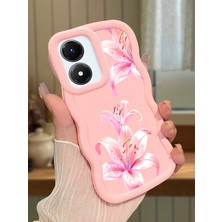 Ucuc Vivo Y02S Uyumlu Pembe Silikon Kılıf Kamera Korumalı Darbe Emici Tasarım Şık Baskı Kılıf
