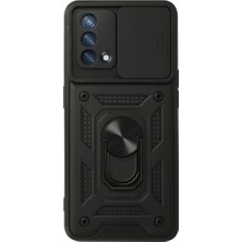 DS LLC Oppo A74 4g Kılıf Pars Lens Yüzüklü Silikon - Siyah