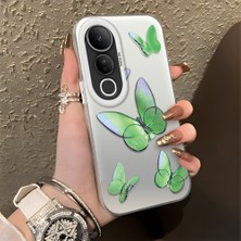 Ucuc Vivo V50 Lite 4g/5g Uyumlu Sert Akrilik Arka Silikon Kenar Lens Koruma Şık Baskı Kılıf
