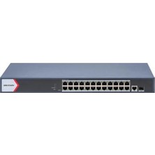 Hikvision Hıkvısıon 24PORT Poe 230W 1-Sfp 1-Uplink Gigabit Yönetilemez Switch Metal DS-3E1526P-EI/M