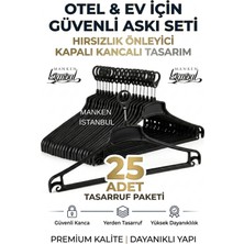 Manken İstanbul 25 Adet Otel Askısı Ev Askısı Güvenli Hırsızlık Önleyici Kapalı Kancalı Askı