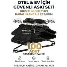 Manken İstanbul 100 Adet Otel Askısı Ev Askısı Güvenli Hırsızlık Önleyici Kapalı Kancalı Askı
