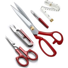 Hodbehod 8'' Profesyonel Kumaş Kesim Makası Set 5 Parça Kırmızı Saplı Çelik Malzeme