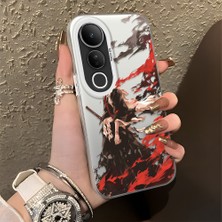 Ucuc Vivo V50 Lite 4g/5g Uyumlu Sert Akrilik Arka Silikon Kenar Lens Koruma Şık Baskı Kılıf