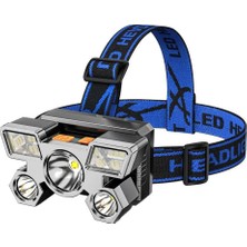 Die Grup Şarjlı 5 LED 4 Modlu Cob LED Avcı Balıkçı Kamp Süper Kafa Lambası Model 212