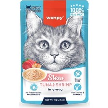 Wanpy Ton Balıklı ve Karides 70 gr Pouch Yetişkin Yaş Kedi Maması
