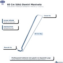 Apeksal Sait Demirci 60 cm Kısa Sökü Demiri Manivela Dövme Çelik Kancalı