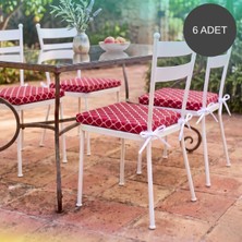 Bhomes Concept 6 Adet 40X40 cm Bağcıklı Sandalye Minderi Pamuk Polyester Kumaş Mutfak ve Bahçe Minder