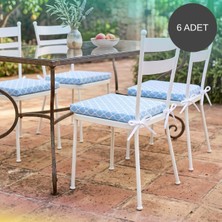 Bhomes Concept 6 Adet 40x40 Cm Mavi Bağcıklı Sandalye Minderi Pamuk Polyester Kumaş Mutfak Ve Bahçe Minder
